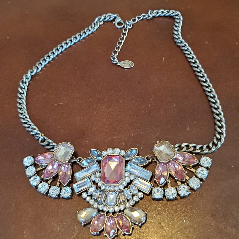 Opia rhinestone bib necklace